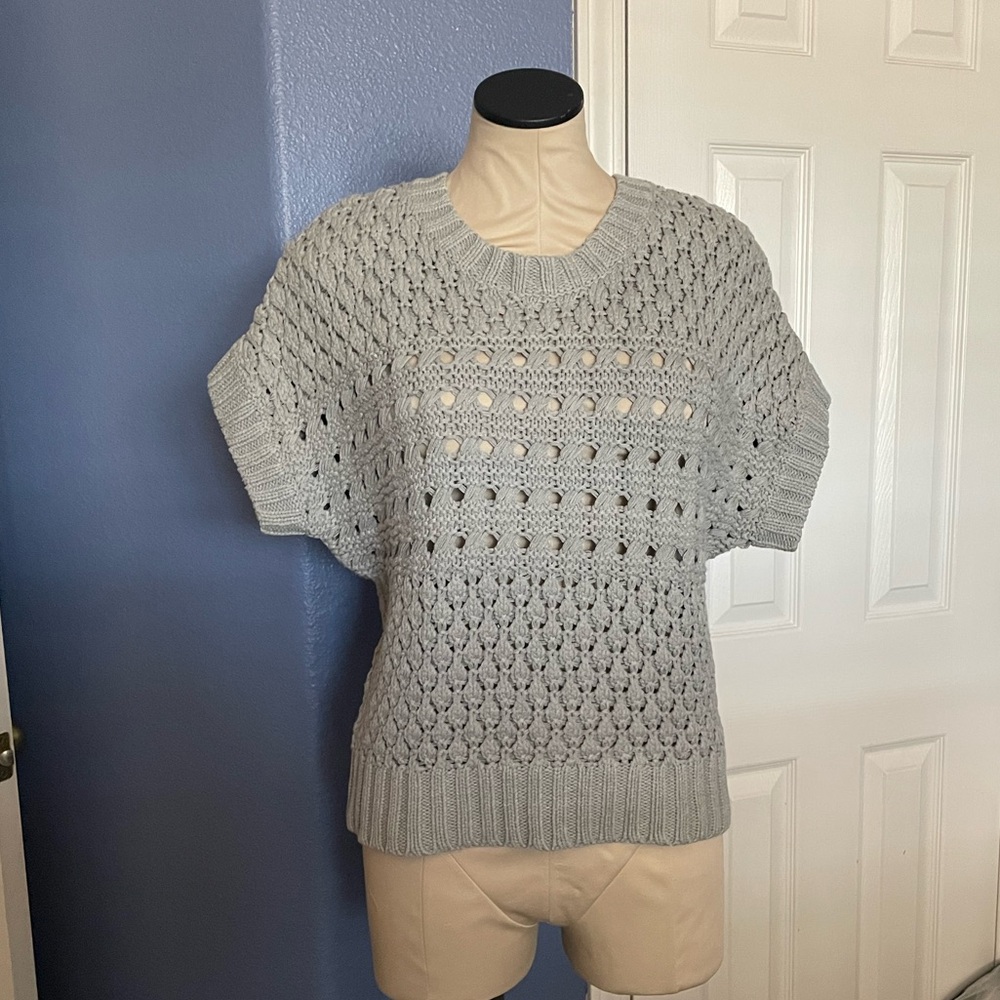 Light Gray Open Stitch Pullover Sweater - Picture 2 of 7